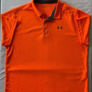 Under Armour Men's Neon Orange Polo with Black Logo